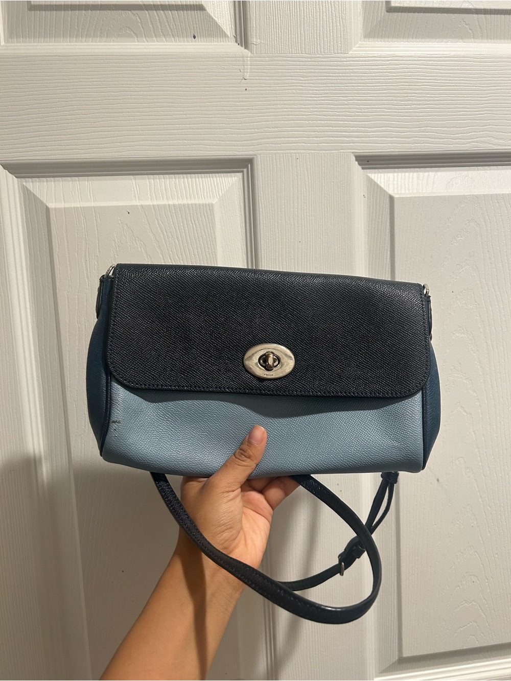 Coach Two-Tone Navy and Light Blue Crossbody Bag